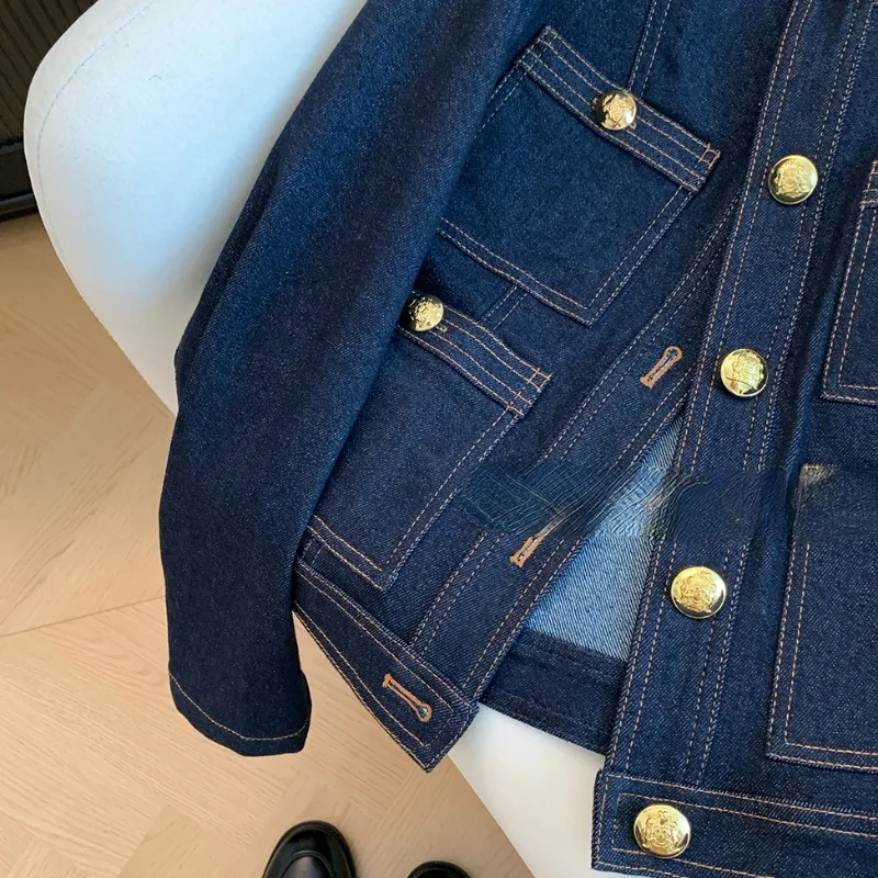 OCEANLOVE Denim Jackets for Women Spring Autumn Buttons Vintage Chaquetas Korean Fashion Blue Simple Chic Ropa De Mujer