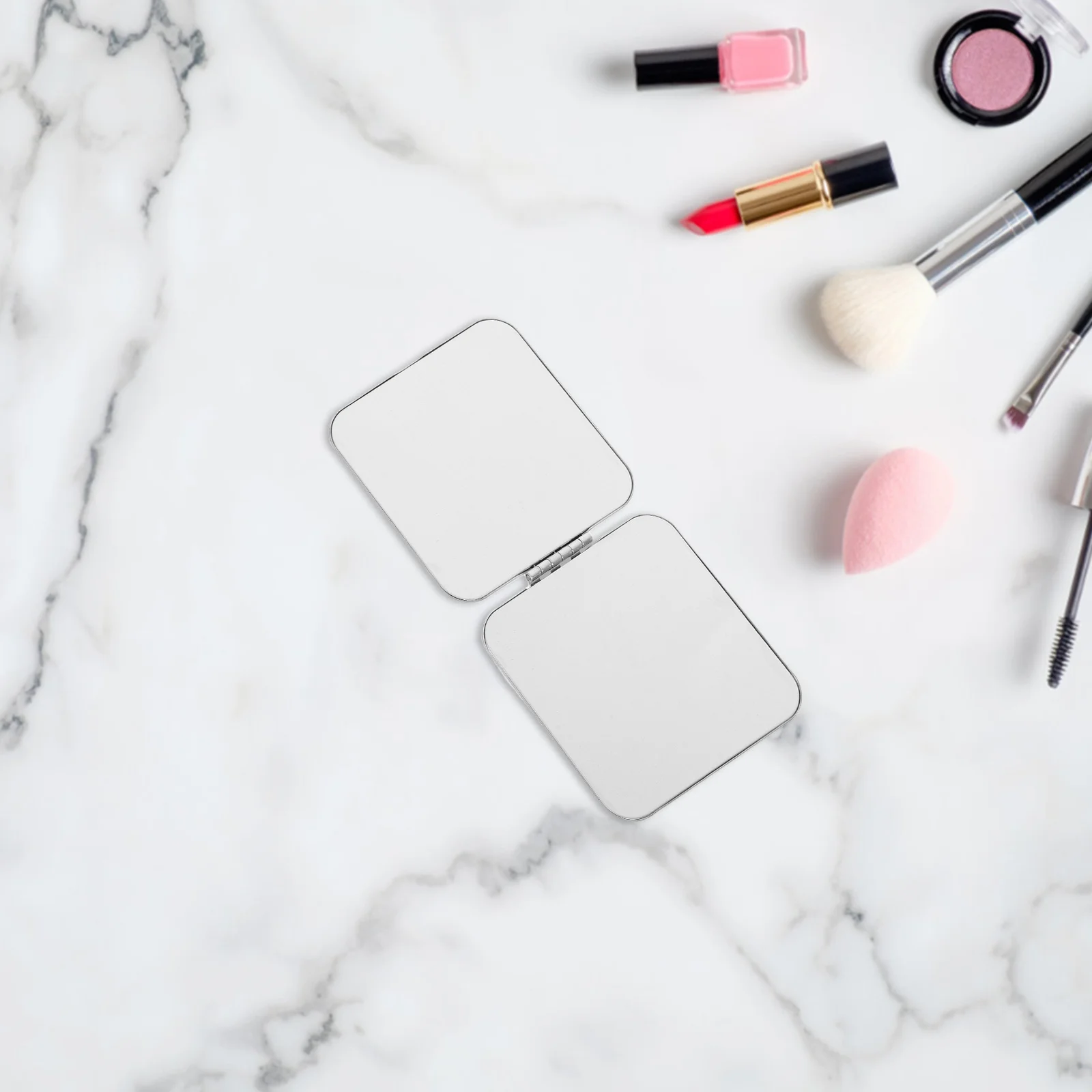 Roestvrijstalen compacte spiegel Draagbare portemonnee Make-up Kleine draagbare damesreisminispiegel voor portemonnee Duurzaam Onbreekbaar