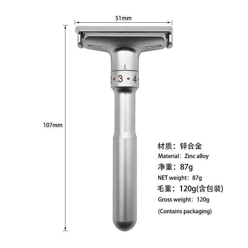 Adjustable Safety Razor Double Edge Classic Mens Shaving Mild to Aggressive 1-6 File Hair Removal Shaver it with 5 Blades