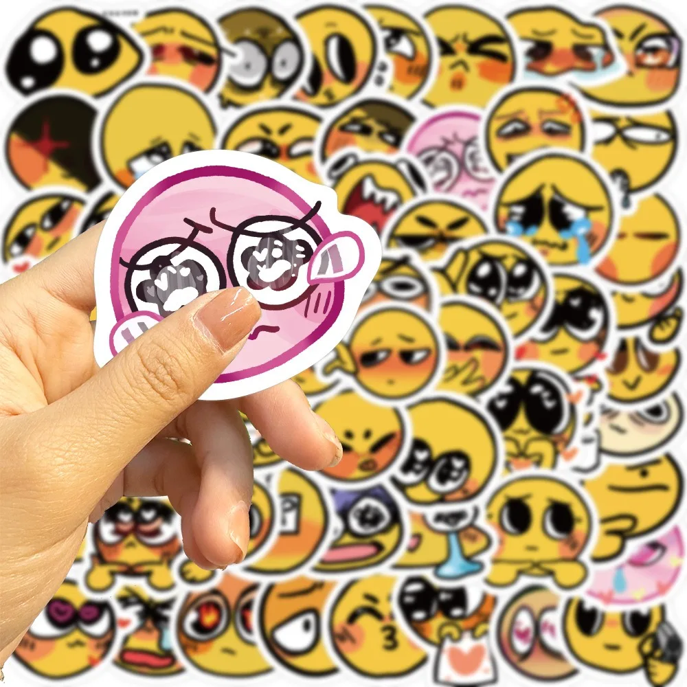 50 buah stiker lucu wajah tersenyum kartun lucu stiker lucu laptop DIY botol air ponsel stiker dekoratif sempurna untuk mainan anak-anak