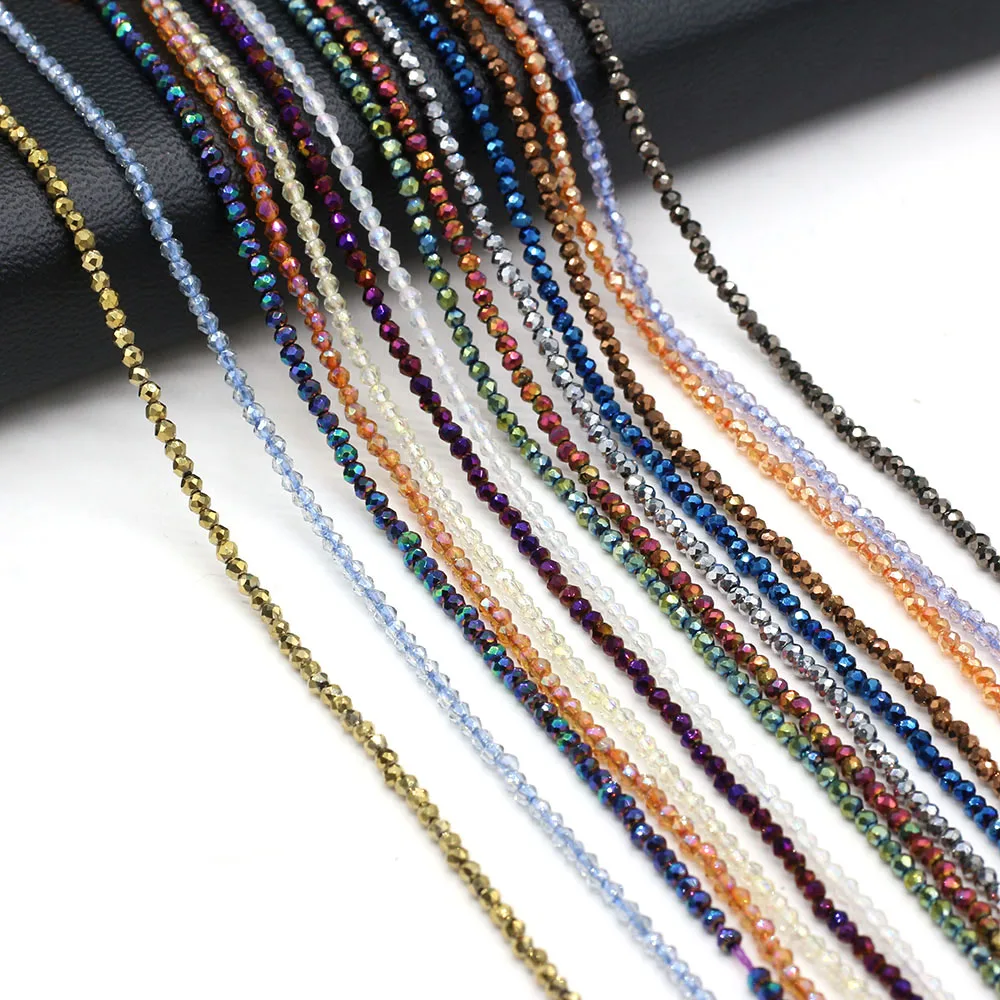 2/3mm Natural Stone Crystal Beads Mix Color Faceted Loose Spacer Beads for Jewelry Making DIY Bracelet Necklace Accessory 38cm