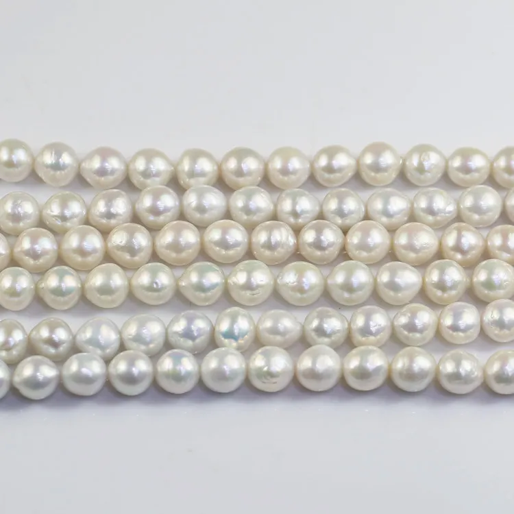 10-11mm AA+ edison round baroque fresh water natural cultured river pearl beads string