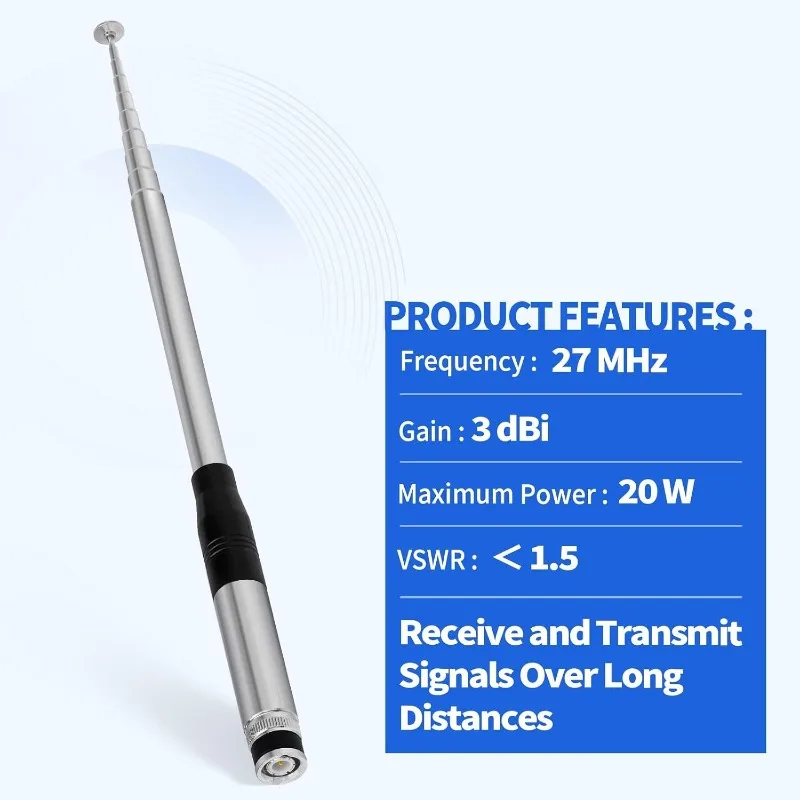 27Mhz CB Antenna 23-130cm Telescopic/Rod HT Antennas for Handheld CB Radio with BNC Connector for Cobra Midland Anytone CB Radio