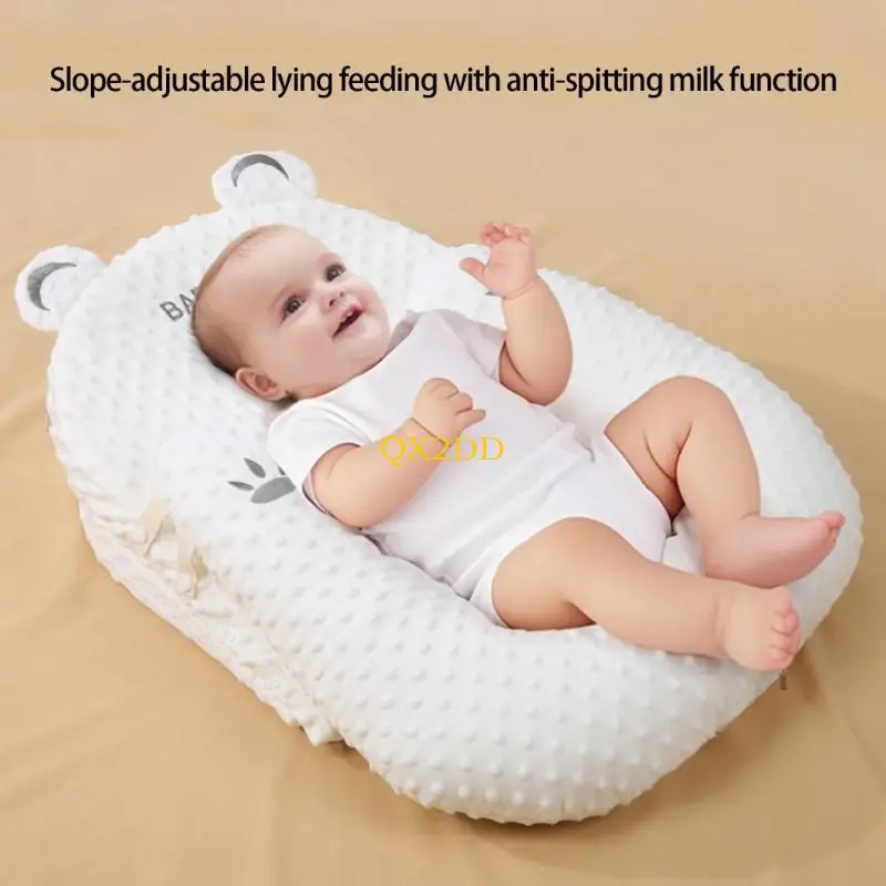 طقم وسائد تغذية الأطفال QX2D مع أغطية قابلة للإزالة، تصميمات مقاومة للانسكاب من أجل رضاعة طبيعية آمنة ومريحة ووقت على البطن #5