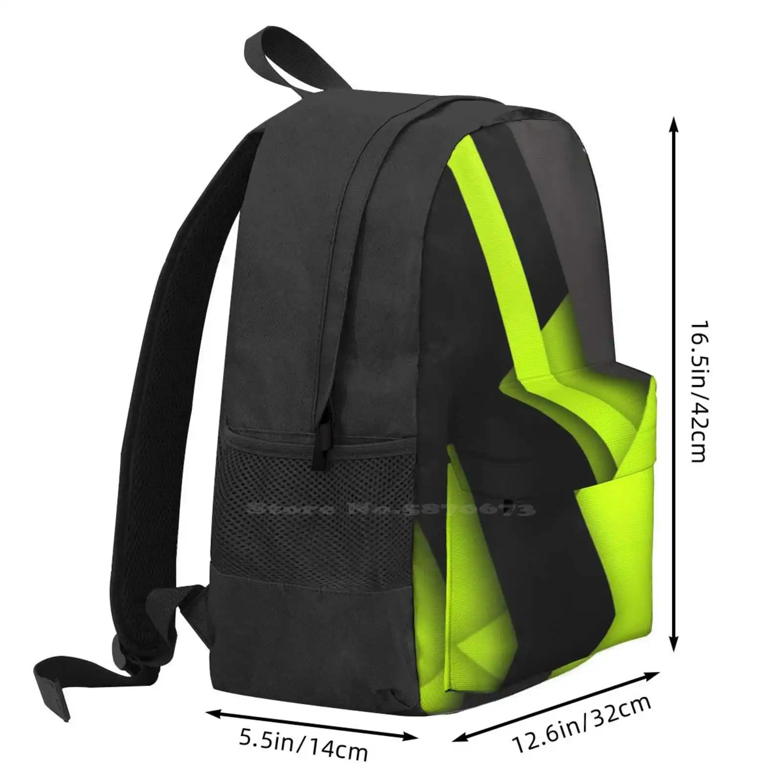 Lime And Black Material Pattern Backpacks For School Teenagers Girls Travel Bags Lime And Black Material Pattern Geometric