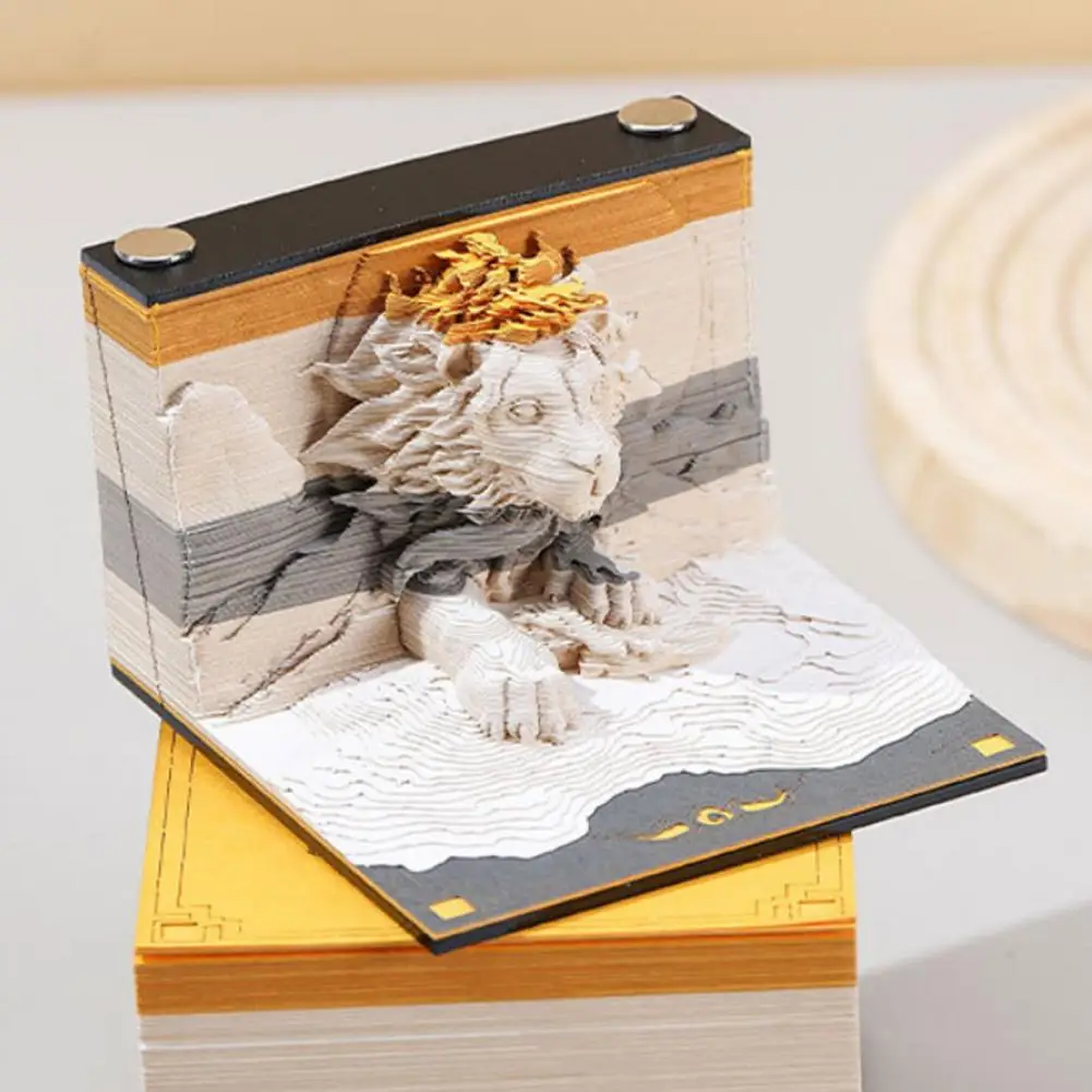Bloc de notas 3d, juego de Bloc de notas tallado en papel con dinosaurio, guepardo, rinoceronte, decoración de escritorio, portalápices, regalo para arte Diy
