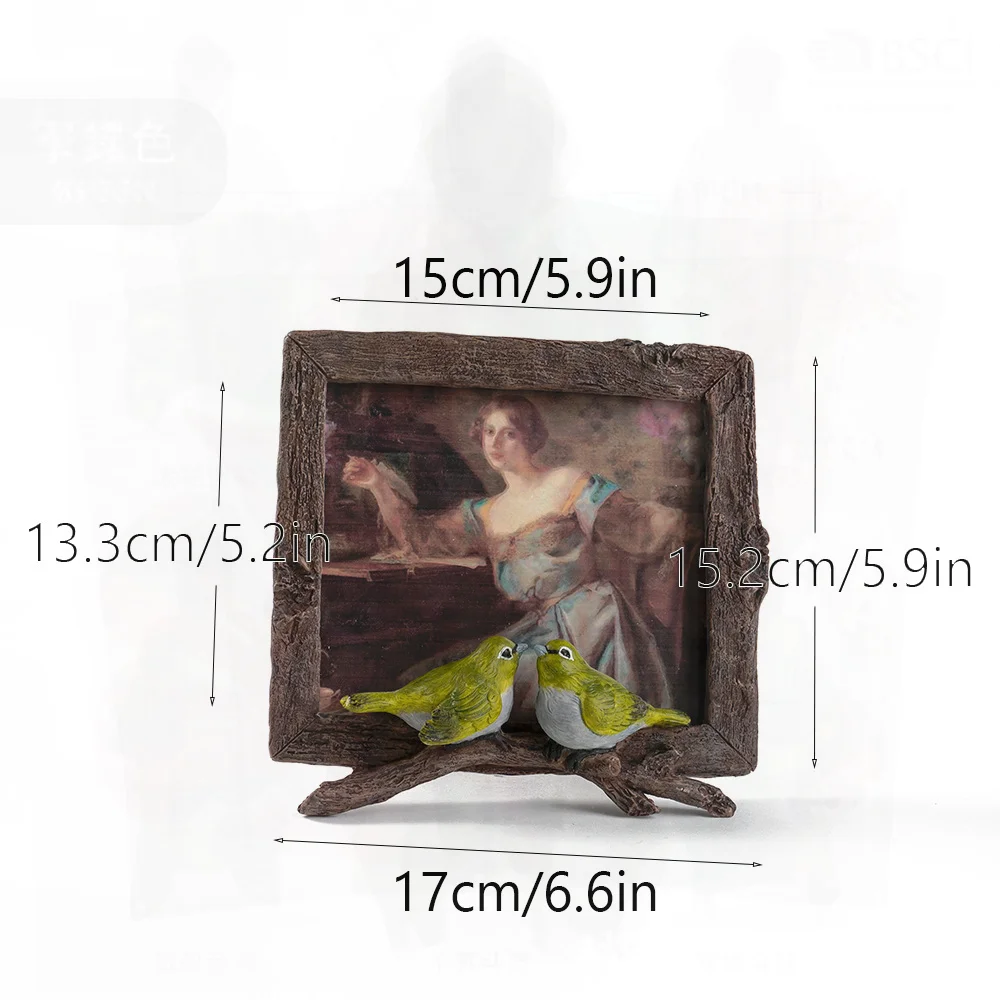 

Retro American Bird Theme Resin Photo Frame Home Decor Creative Desktop Ornament TV Cabinet Study Craft
