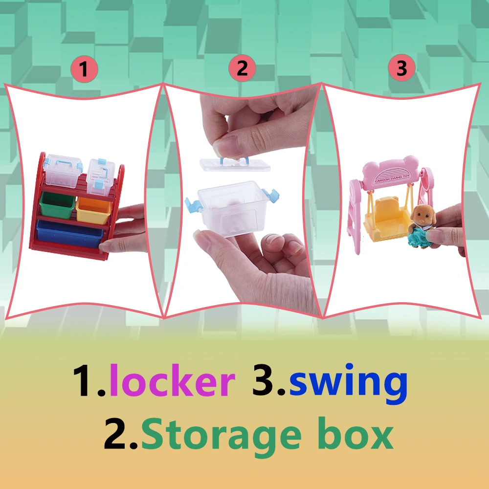 ミニチュア 1:12 DIY フライングチェスセット ドールハウス家具 ベビーベッド ロッキングホース ミニ収納ラック付き 子供用プレイハウスおもちゃ
