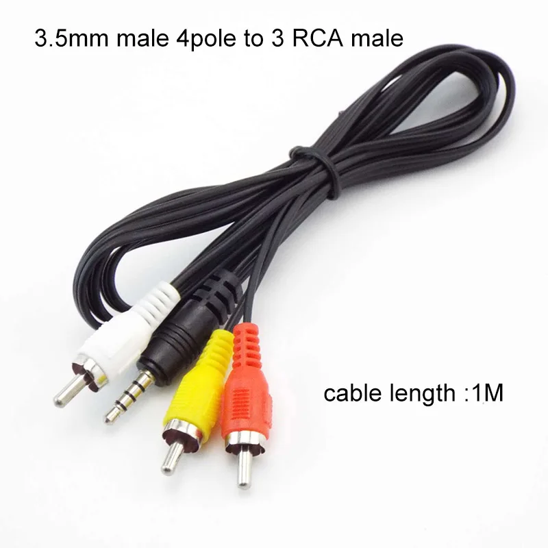 1Pcs 3 4 pole 3.5mm male female Jack Plug To 2RCA 3 RCA male female Adapter 3RCA Audio video AV Cable Wire Cord w1