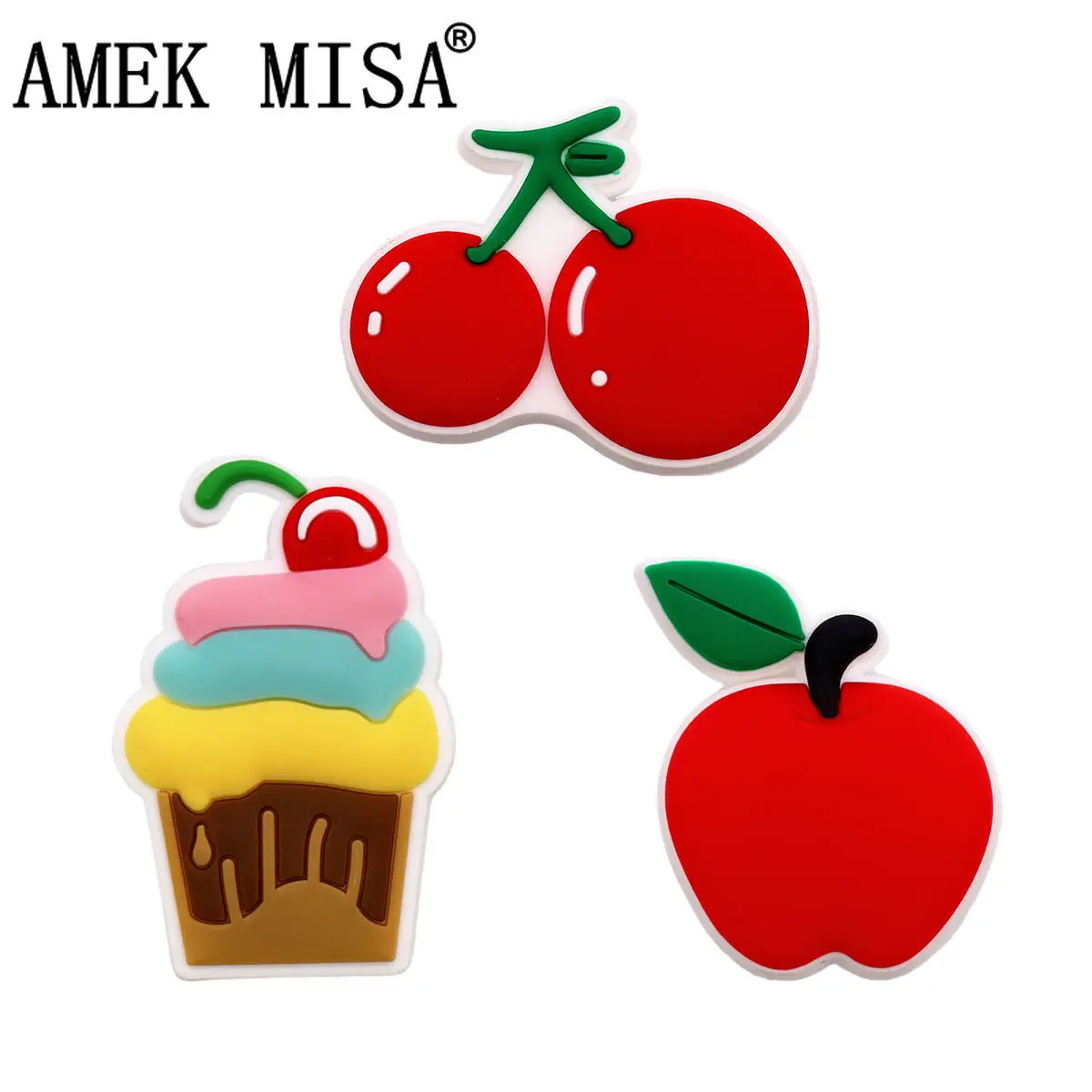 1 Pcs Original Ice Cream PVC Shoe Charms Designer Sandals Upper Decorations Accessories Cute Apple Cherry Shapes Clogs Buckle