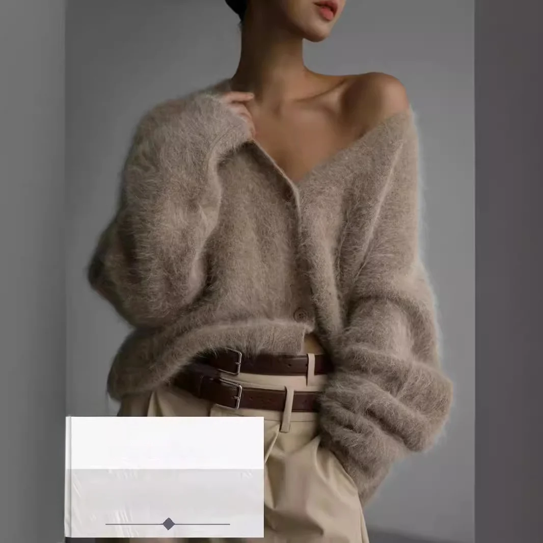 

Новинка 2024, женский длинный свитер Sve V-Ne, кардиган, свободный крой, европейское пальто с мехом Sle Faion, пальто с лацканами, пальто для девочек Faion