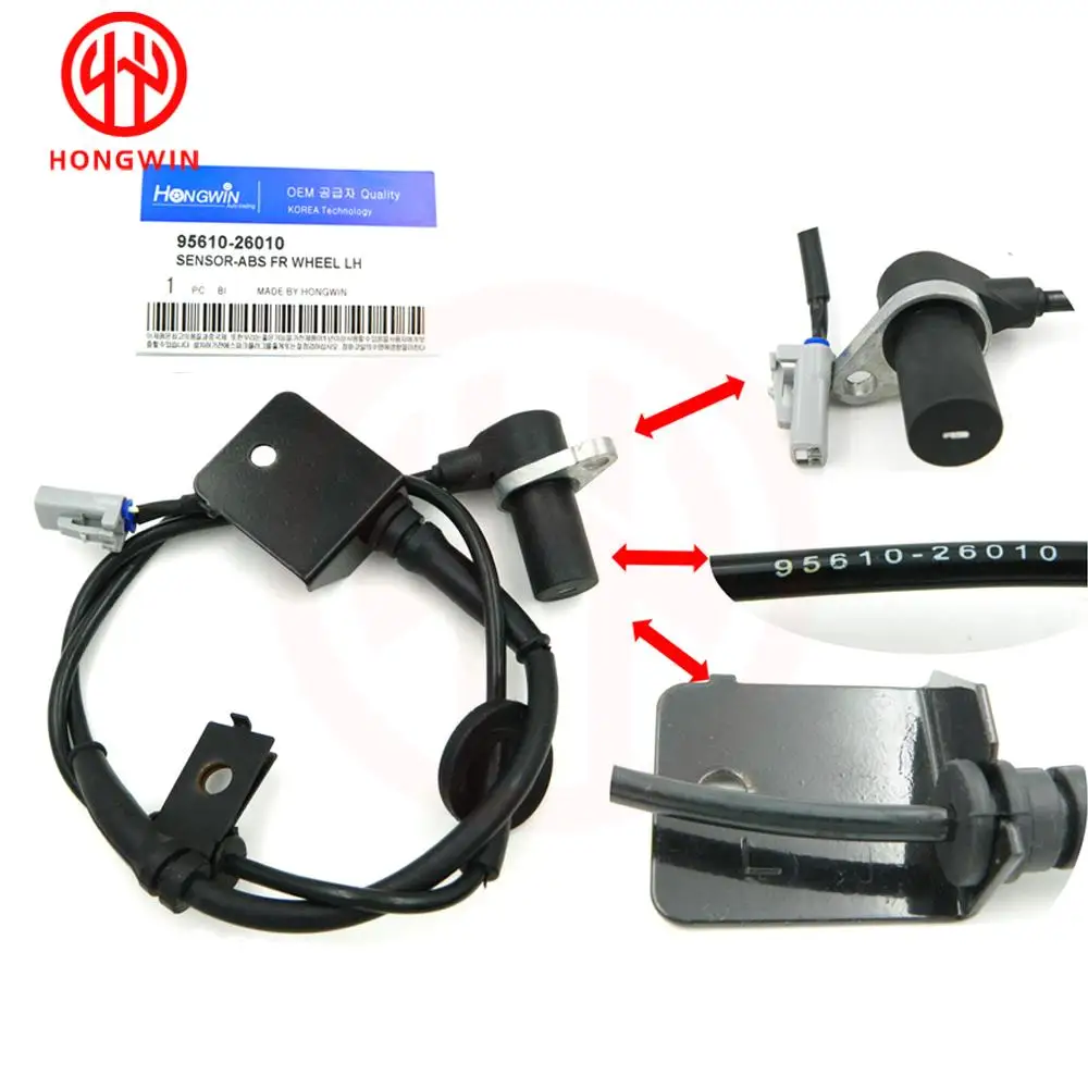 ABS Wheel Speed Sensor Front left OEM 9561026010,95610 26010,95610-26010 Fits HYUNDAI SANTA FE 2001-2006 2.4L DOHC L4 2.7L/3.5L