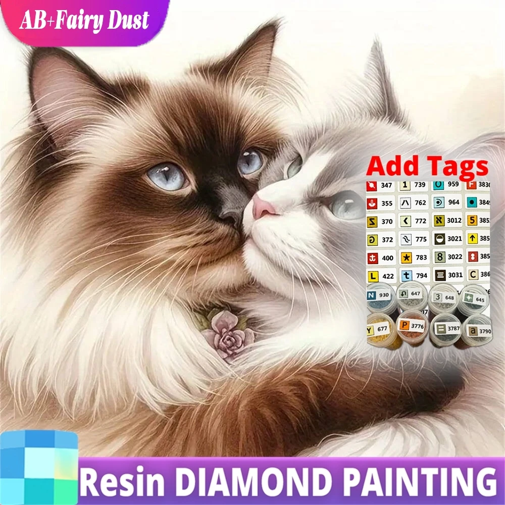 

Смола AB сказочная пыль DIY алмазная живопись кошка животное вышивка крестиком мозаика узор для взрослых начинающих вышивка Декор дома