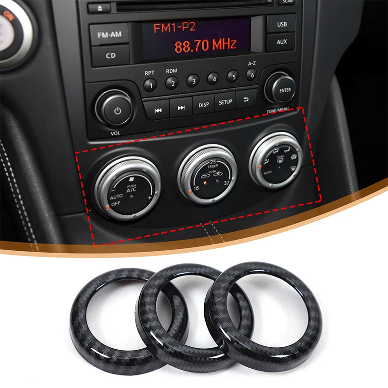 

ABS Car Center Console Air Conditioner Control Knob Switch Ring Circles Decoration Cover Trim For NISSAN 370Z Z34 2009-2020