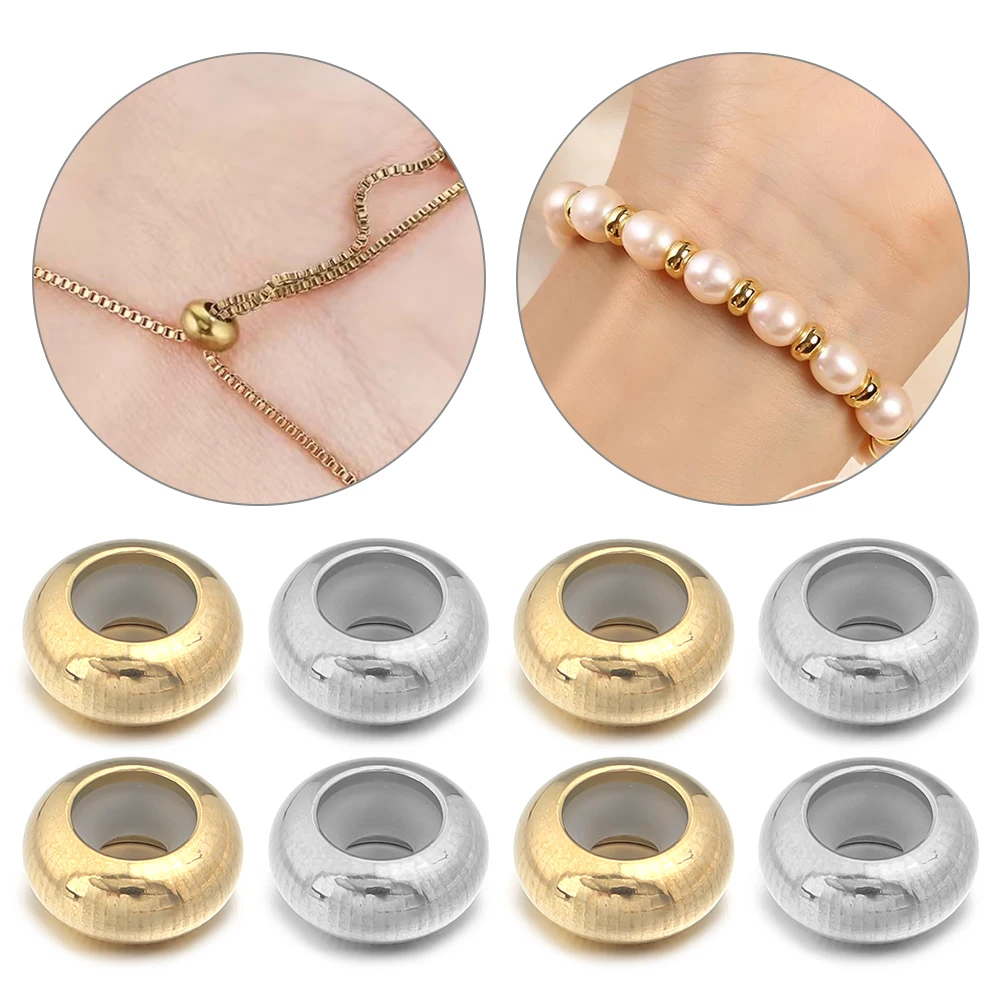 10pcs/lot Stainless Steel Ball Stopper Crimp End Beads Silicone Positioning Spacer Bead For DIY Jewelry Making Bracelet Necklace
