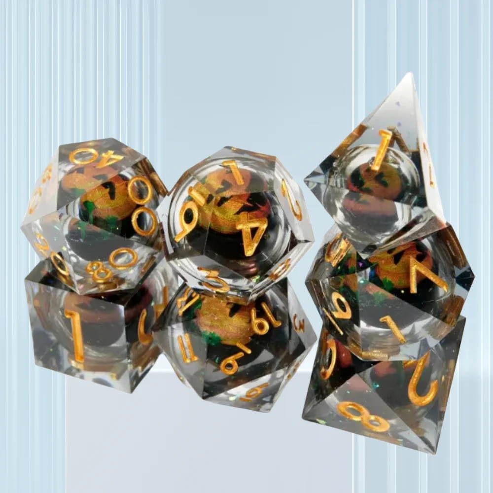 

Halloween Pumpkin Dices Resin Cat Dices set for Role Playing games Polyhedral DND Game Dice For Dungeons and Dragons RPG Dice