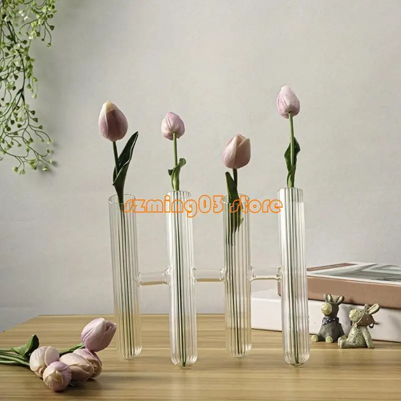 Vasos vidro elegantes H9ec com padrão listrado para flores e recipiente planta diy