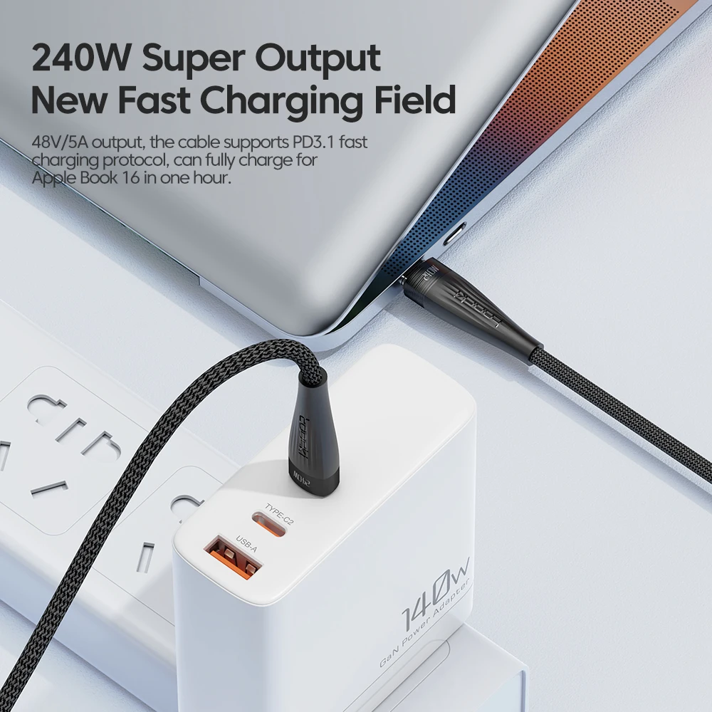 Toocki 240W USB C To USB Type C Cable PD 3.1 Fast Charging Charger For HUAWEI Xiaomi Samsung Poco IPad Type C Cable Data Cord