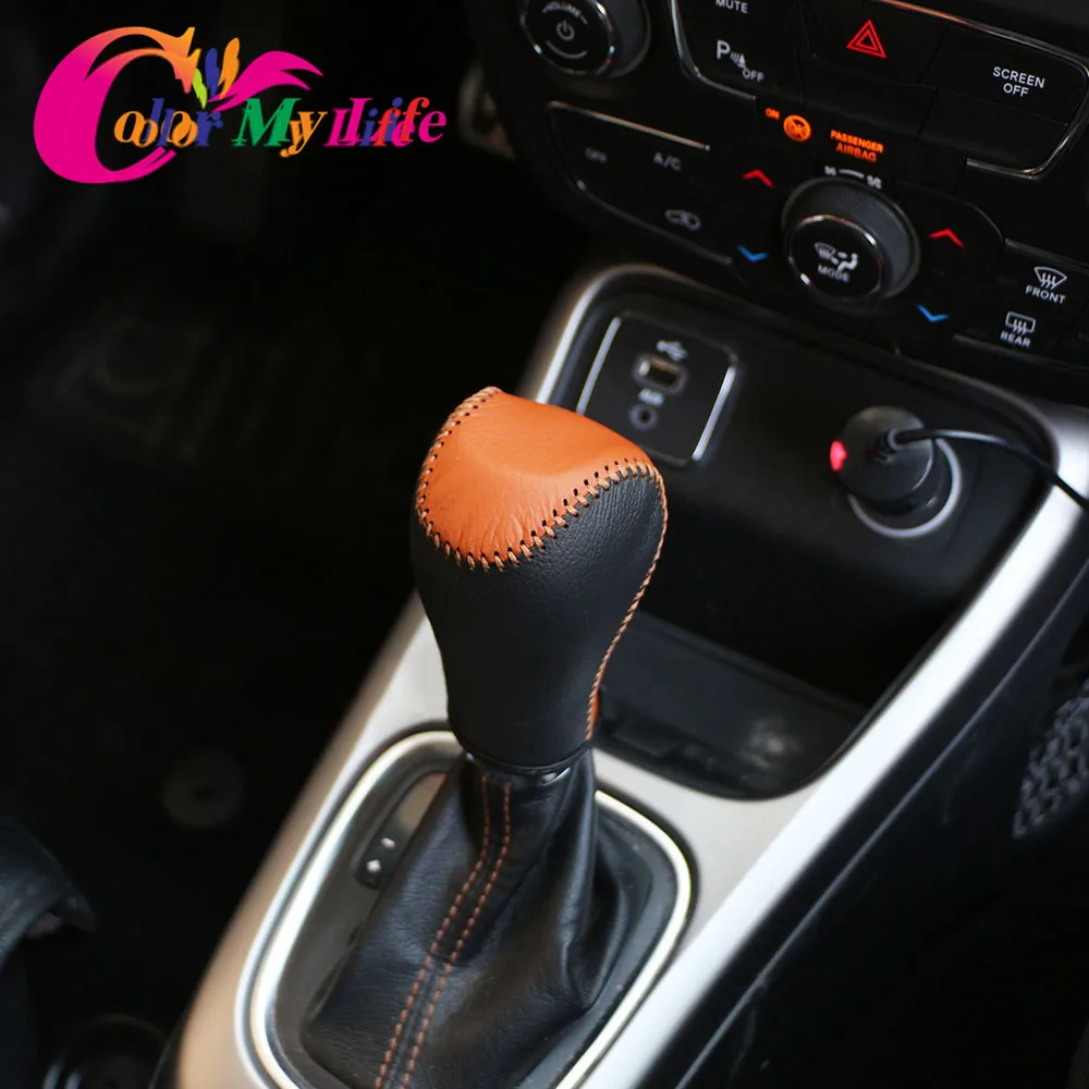 Gear Collars for Jeep Compass 2017 - 2020 Renegade 2015-2021 Leather Car Shift Knob Cover Gear Head Collars