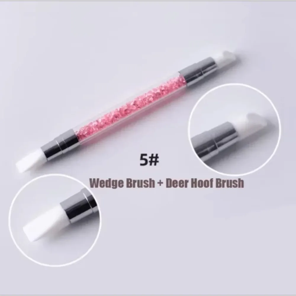 Double-ended Silicone Press Pen Wedge Deer Hoof Brush Nail Supplies Carving DIY Glitter Powder Sticker Manicure Tips Nail Tool