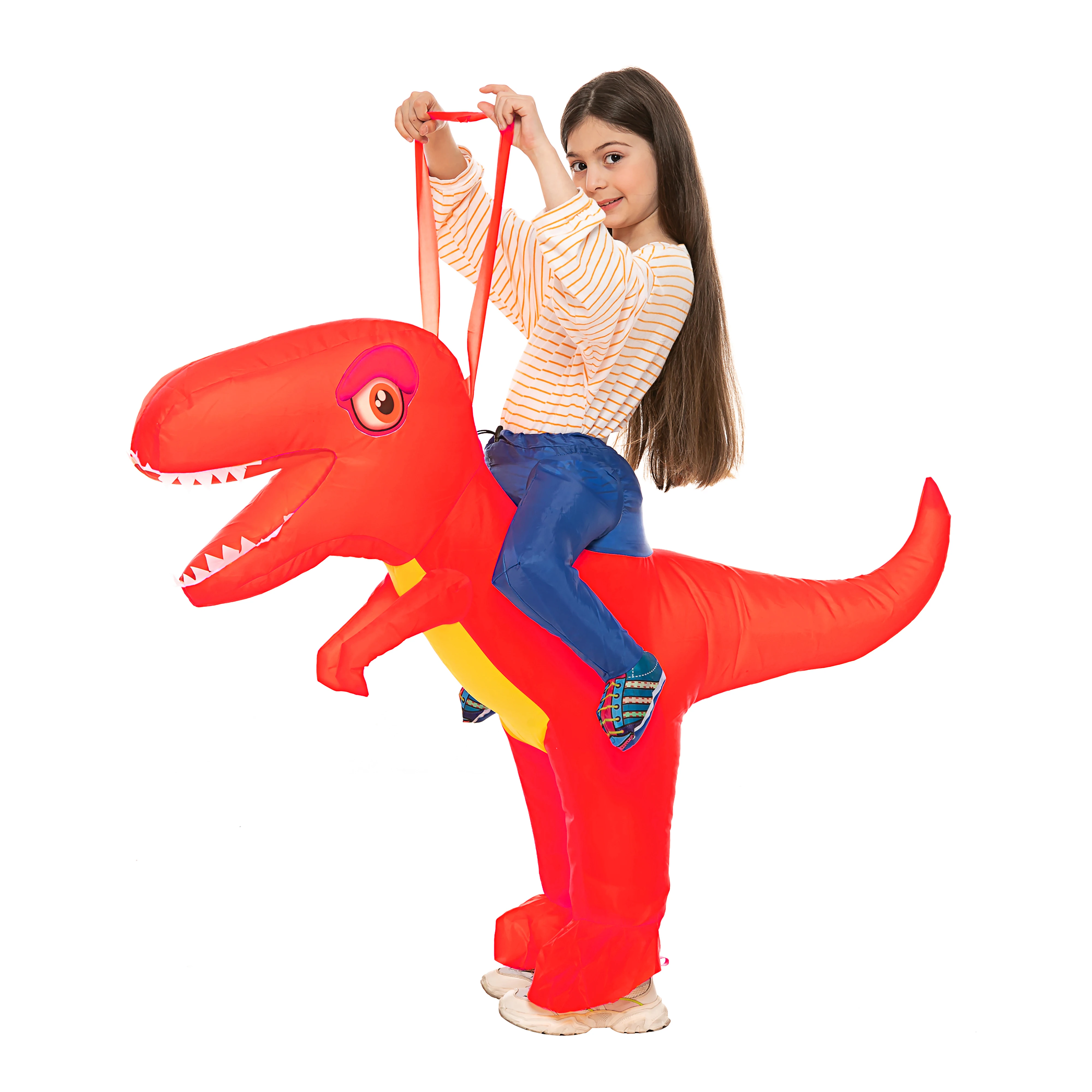 Riding Dinosaur Costume Funny Dress Jumpsuit Cosplay Costumes for Women Men Halloween Dino Inflatable Costume Kids Adult Party