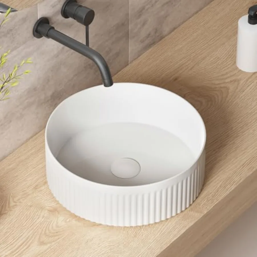 

Small Bathroom Sink, 14 Inch Round Bathroom Sinks Above Counter, Porcelain Ceramic White Vessel Sink, Modern Sink, Sink Bowls f