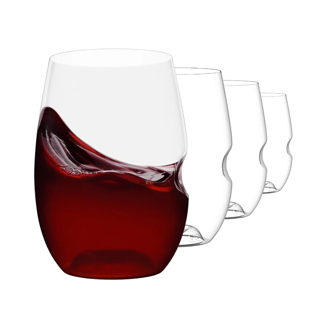 

Unbreakable Stemless Wine Glass – Set of 4, 16oz, Dishwasher Safe, BPA-free Tritan, Clear Stemless Red Wine Glasses, Sh