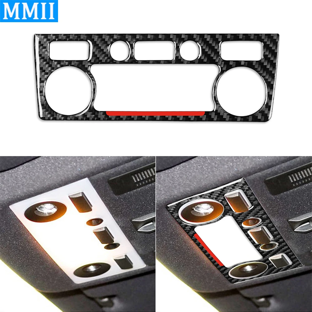 For BMW 5 Series E60 2004-2007 Real Carbon Fiber Front Roof Light Switch Button Panel Cover Car Interiors Accessories Sticker