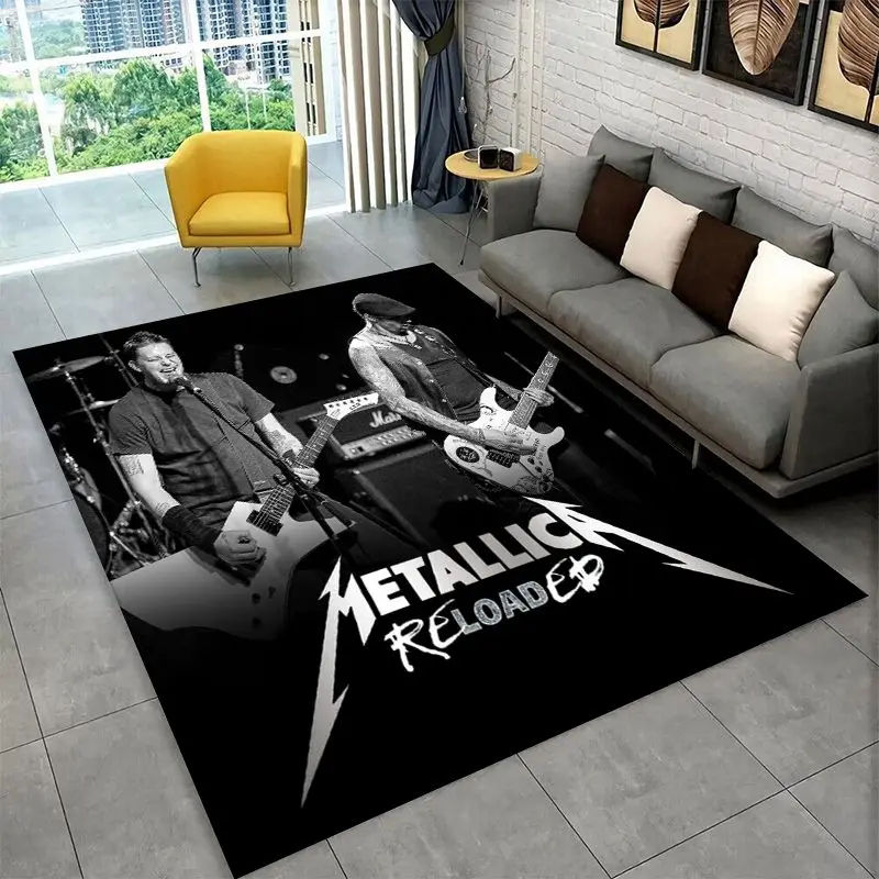 Retro Metal Band M-Metallica Thrash Non-Slip Area Rug for Living Room Bedroom Playroom,Carpet Floor Mat for Home Decor Holiday