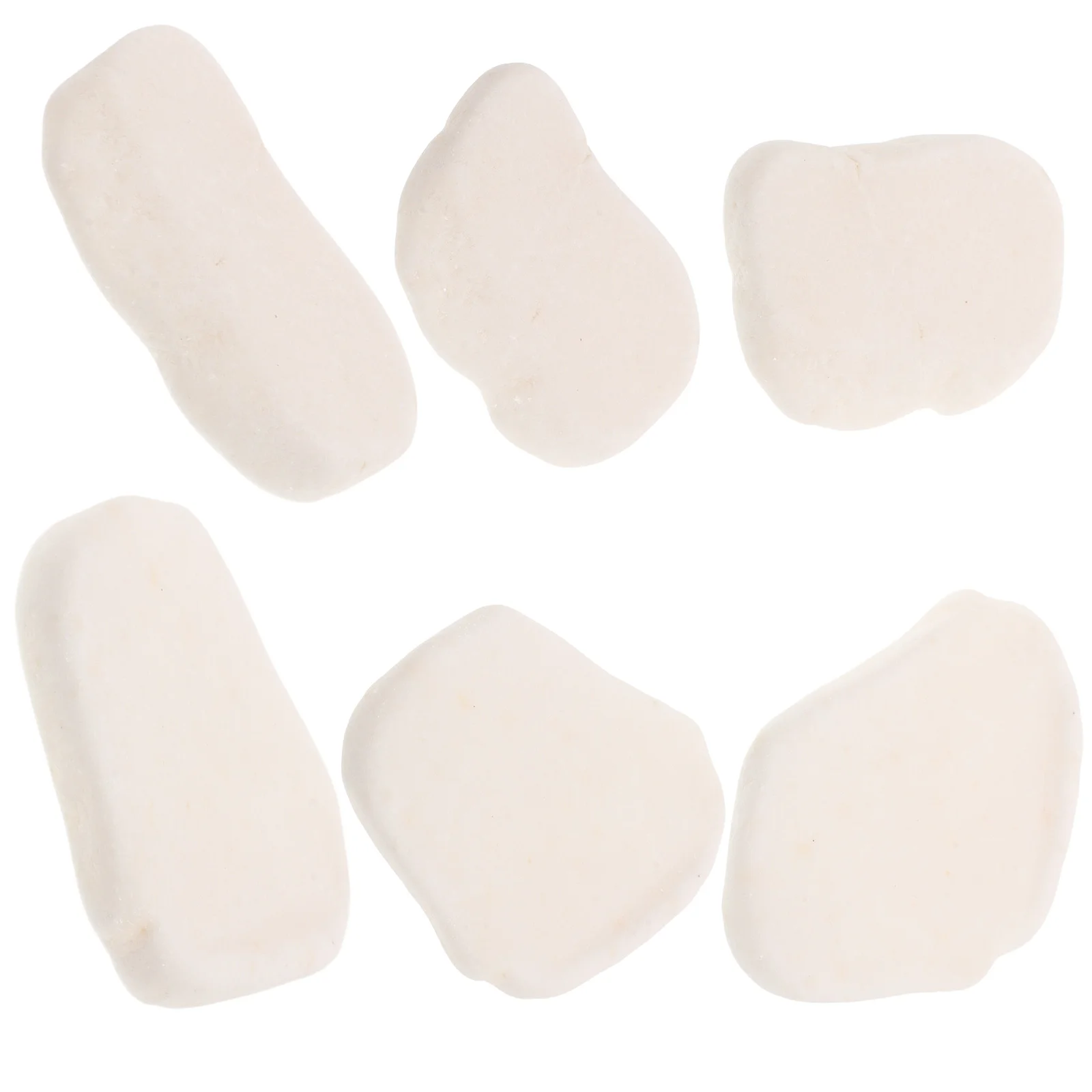 6 Pcs Painted Pebbles Flat Rocks for Painting White Decorative River Large Landscaping Cobblestone Landscape