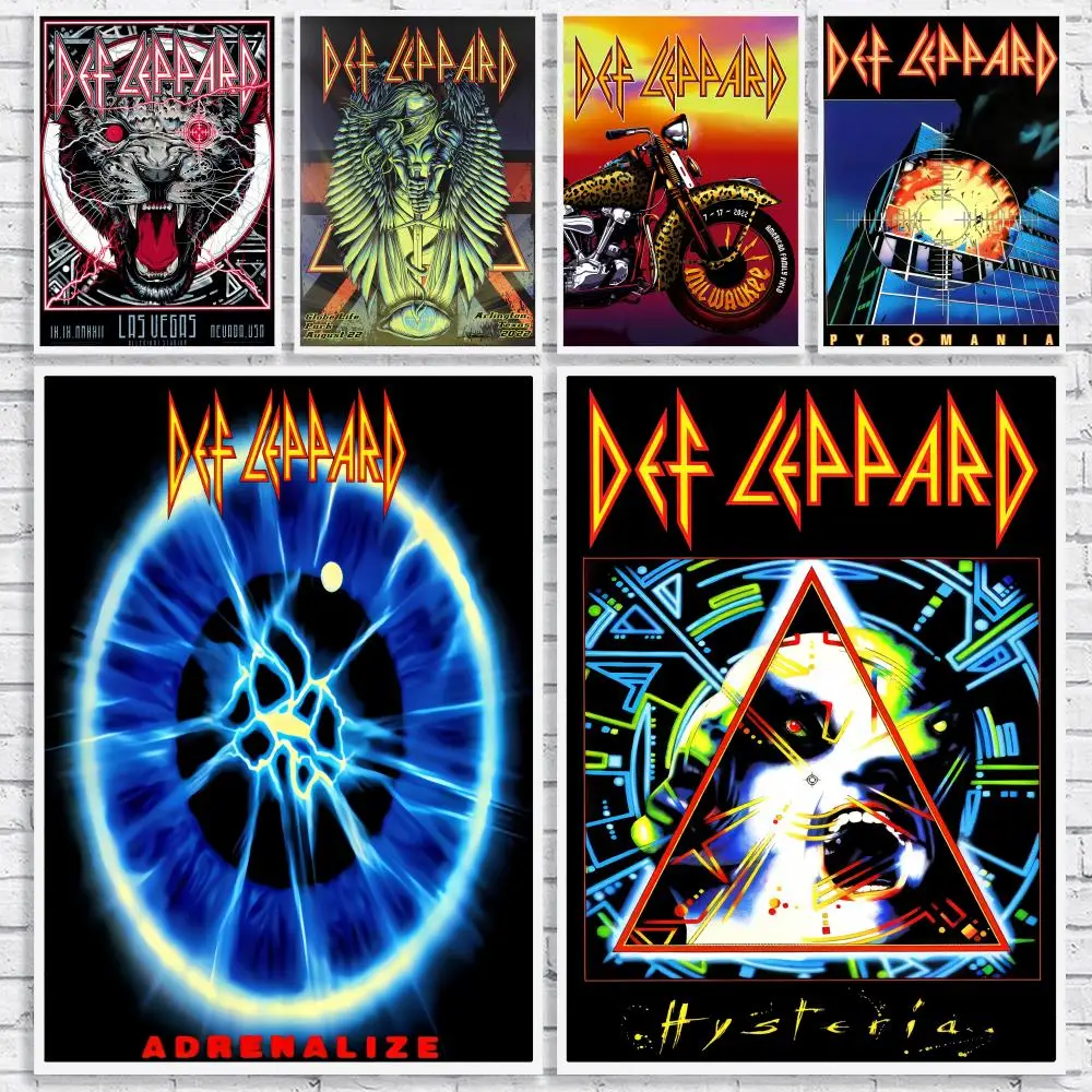 Pôster do álbum da banda Hard Rock D-Def Leppard, arte de parede versátil em HD à prova d'água, decoração autoadesiva para qualquer espaço, presente ideal