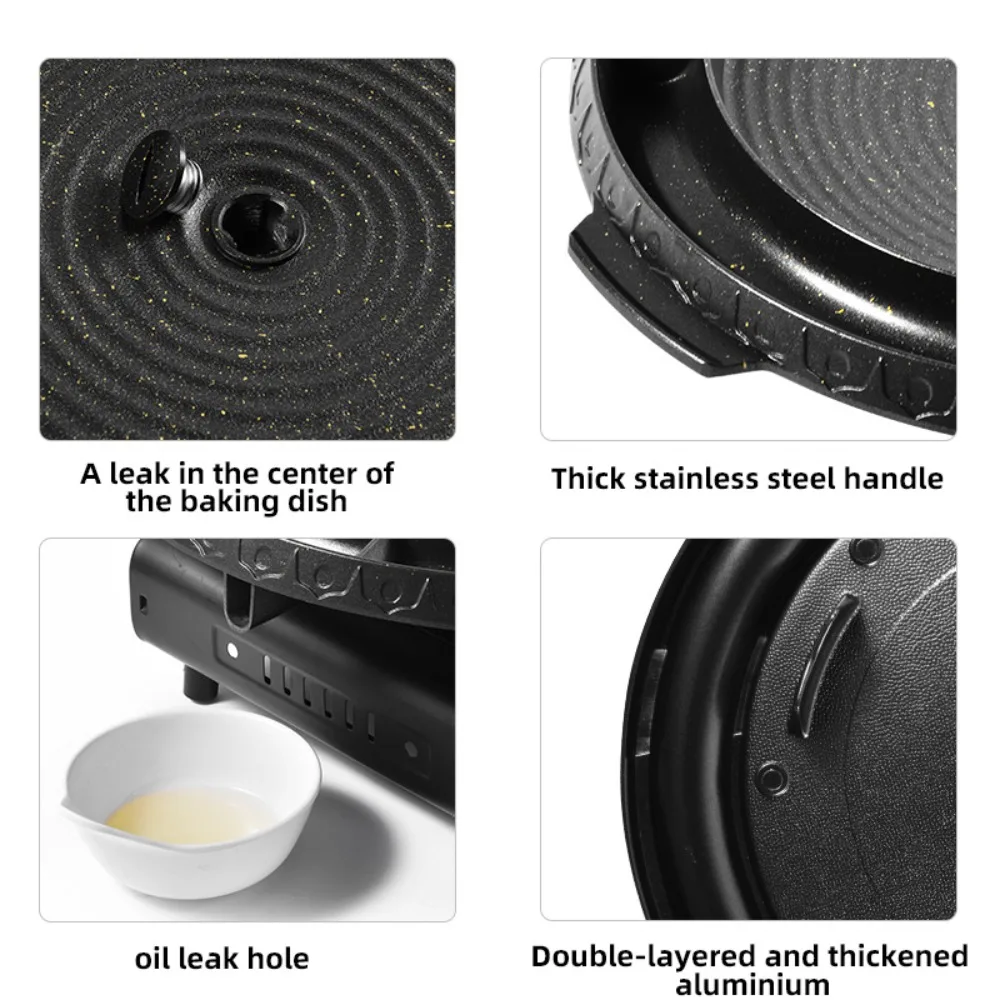 KOSUN Egg Steamed Round Grill Pan Even Heating Nonstick Smokeless Barbecue Plate for Indoor Outdoor Grilling Kitchen Accessories