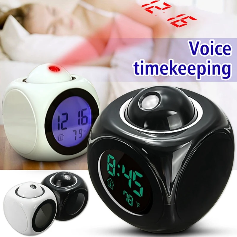 Projection Digital Alarm Clock Lcd Voice Call Desk Clock With Temperature Display