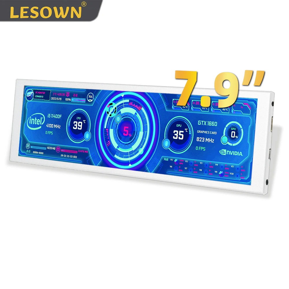 Imagem -01 - Lesown-tela Sensível ao Toque Lcd Wide Bar Display Mini Sub Tela Branca Ips Hdmi 400x1280 Monitor Aida64 para pc Raspberry pi 7.9 lesown tela sensivel ao toque lcd wide bar display mini sub tela branca ips hdmi 400x1280 monitor aida64 para pc raspberry pi 79 01