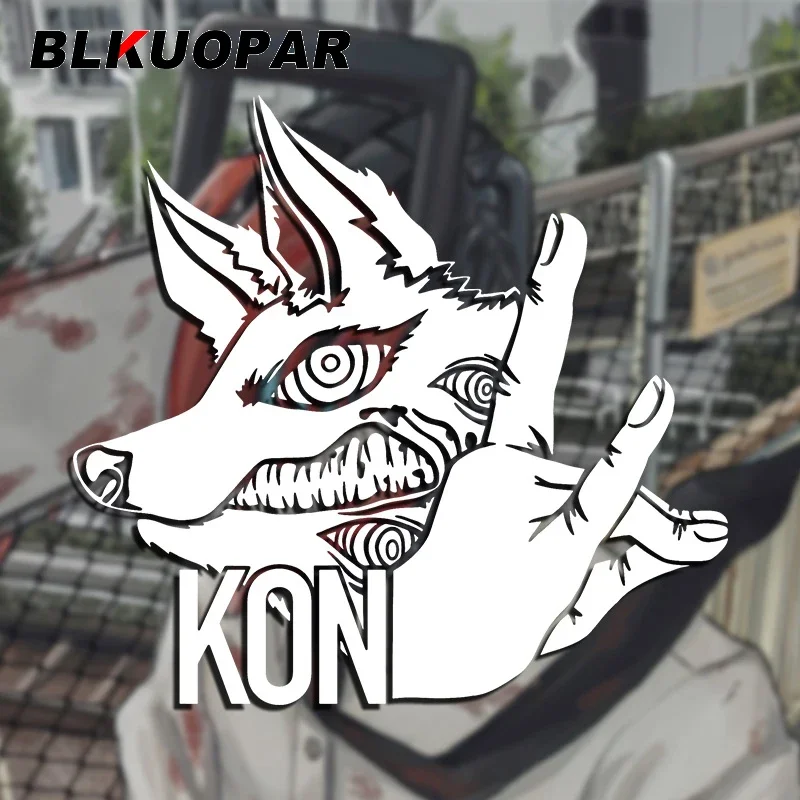 

BLKUOPAR Chainsaw Anime Men Aki Kon Wolf and Hand Pose Car Sticker Accessories Decoration Die Cutting Holographic Vinyl Decals