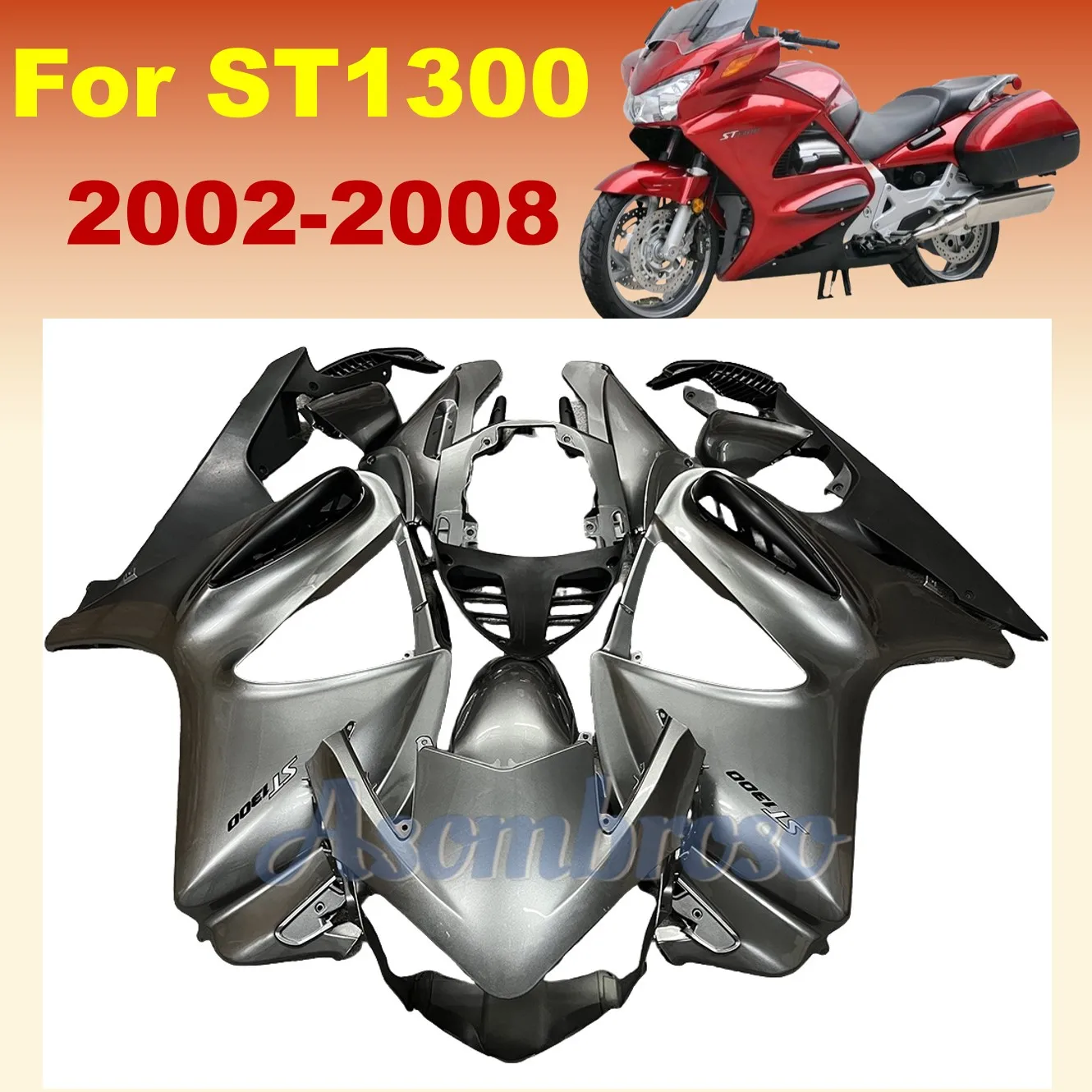 ST1300 2002 2003 2004 2005 2006 2007 2008 Fairings for ST 1300 02-08 Silver grey Motorcycle ABS Plastic Fairing Body Parts