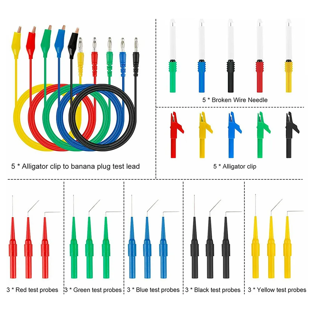 30pcs Multimeter Test Leads Set Back Probe Kit Clip Leads For Testing For Wiring Harness Connectors Car Sensors