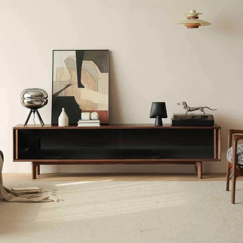 

North American black walnut solid wood TV cabinet Nordic living room home