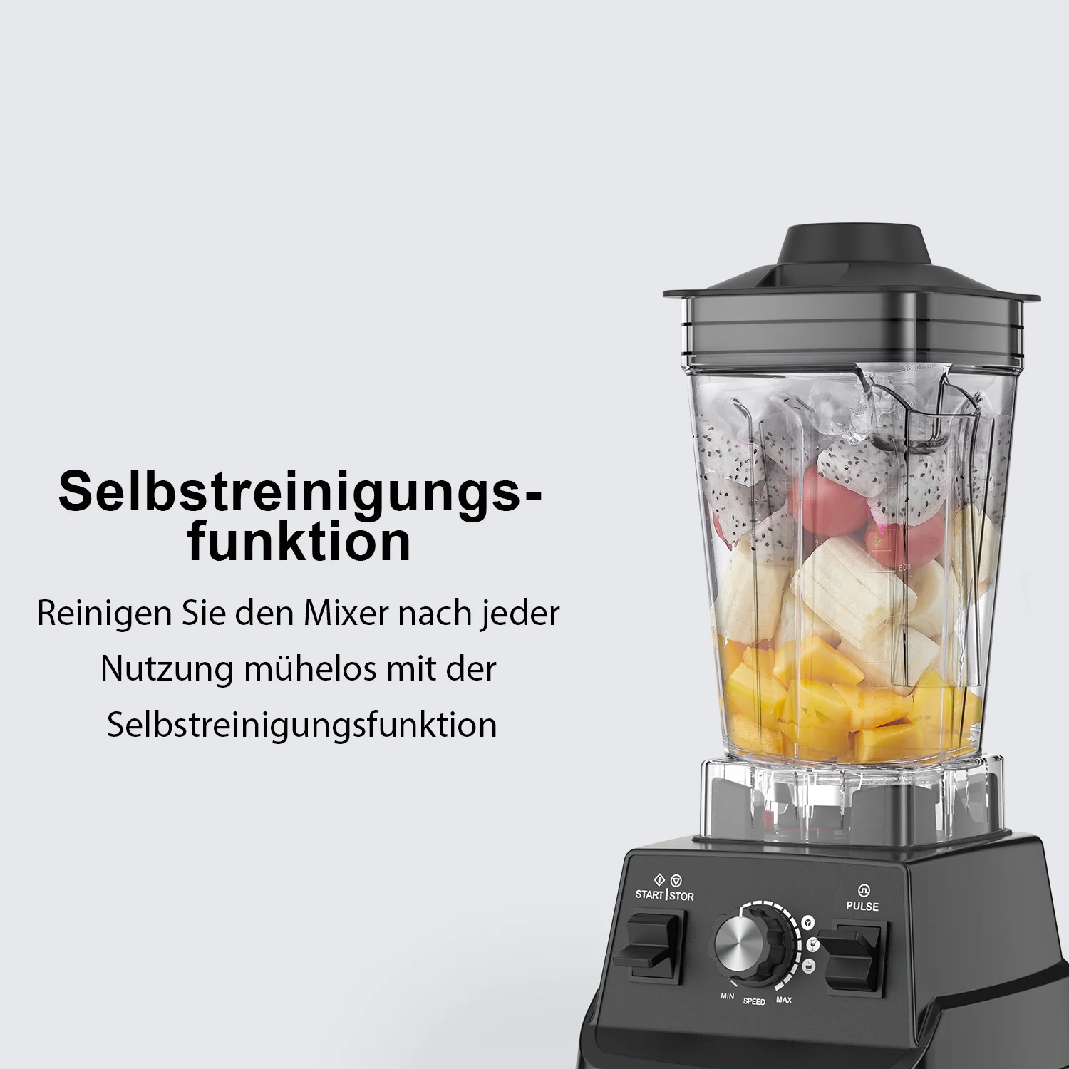 BioloMix Mini Pro Mixer, 1800 W Motor, 1,8 l Hauptglas, 0,6 l tragbarer Becher, BPA-frei, robuster Entsafter, Smoothie-Maker und Mühle – Detail 7