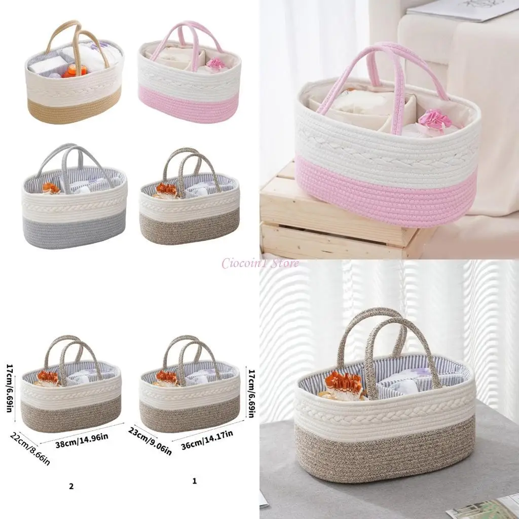 

Y1UB Travel Friendly Cotton Rope Storage Basket Diaper Holder Case Organiser for Organizing Baby Bottles and Diapers