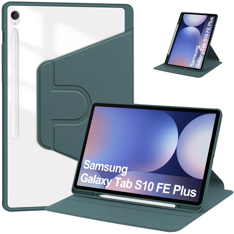 

Чехол для Samsung Galaxy Tab S10 FE Plus 13,1 дюйма X620 X626B с держателем для карандашей из искусственной кожи, акриловый прозрачный жесткий чехол-подставка