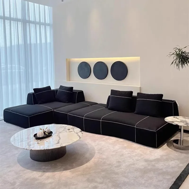 Italian fabric sof a designer modern simple sm all apartm ent module corner free combin ation bending curve s ofa