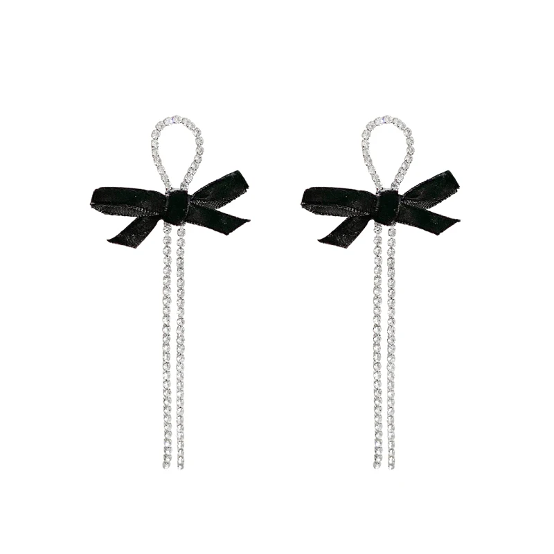 

High-end fringed bow temperament long earrings