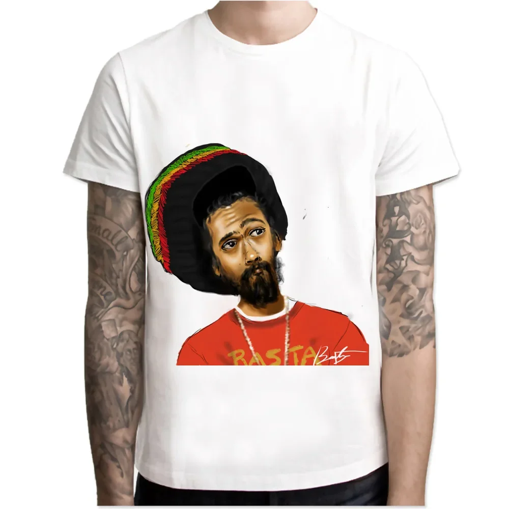 

Bob Marley T Shirt Men Summer Fashion High Quality T-Shirt Casual White Print O-Neck Print Male Men Top Tees Plus Size