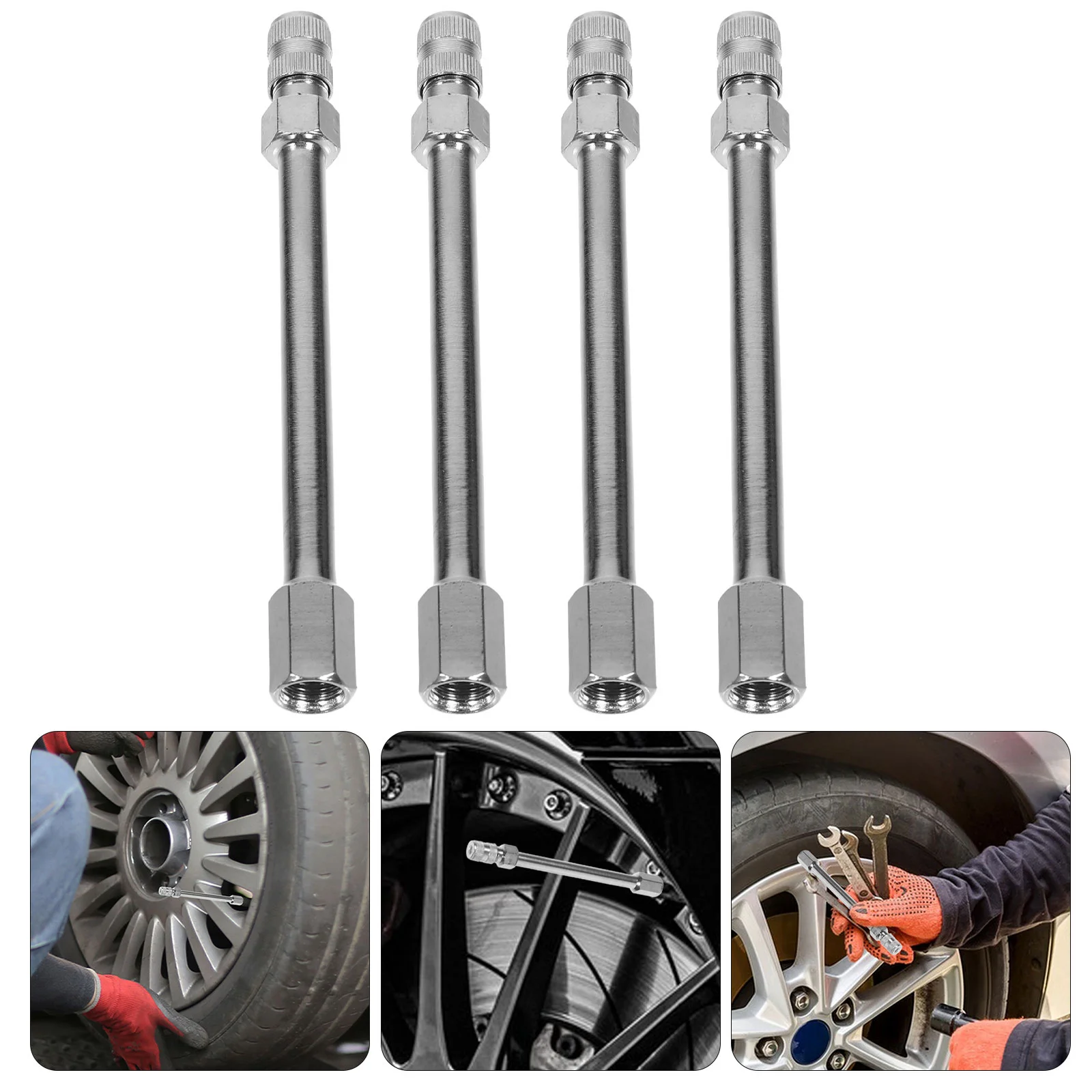 4 Pcs Valve Stem Inflatable Extension Pole Motorcycle Accessories Tyre Extensions Tire Rod Nozzle Valves Extenders Adapter