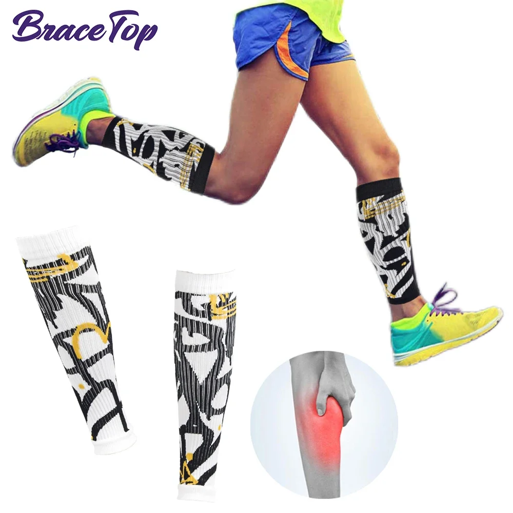 1 Pair Running Athletics Compression Sleeves  Men and Women, Leg Calf Shin Splints Elbow Knee Pads Protection Sports Safety Yoga