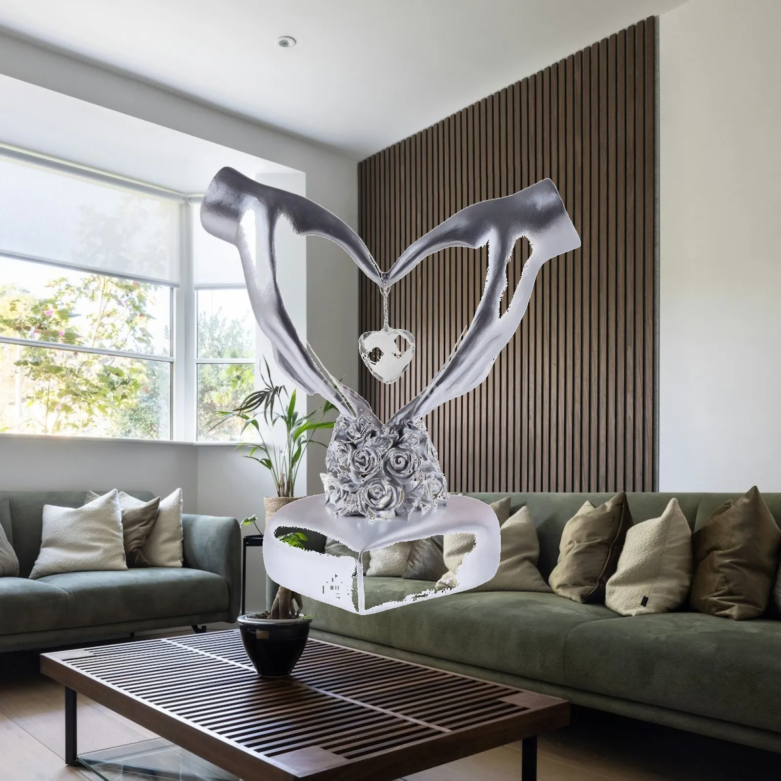 Heart Gesture Sculpture Hand Love Statue for Living Room Home Ornaments