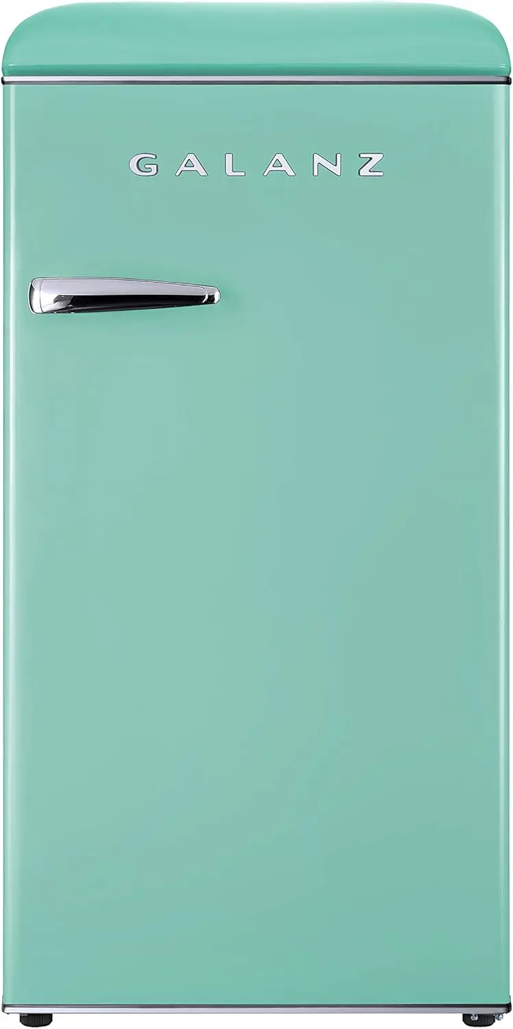 Galanz GLR33MGNR10 Retro Compact Refrigerator, Single Door Fridge, Adjustable Mechanical Thermostat with Chiller, Green, 3.3 Cu