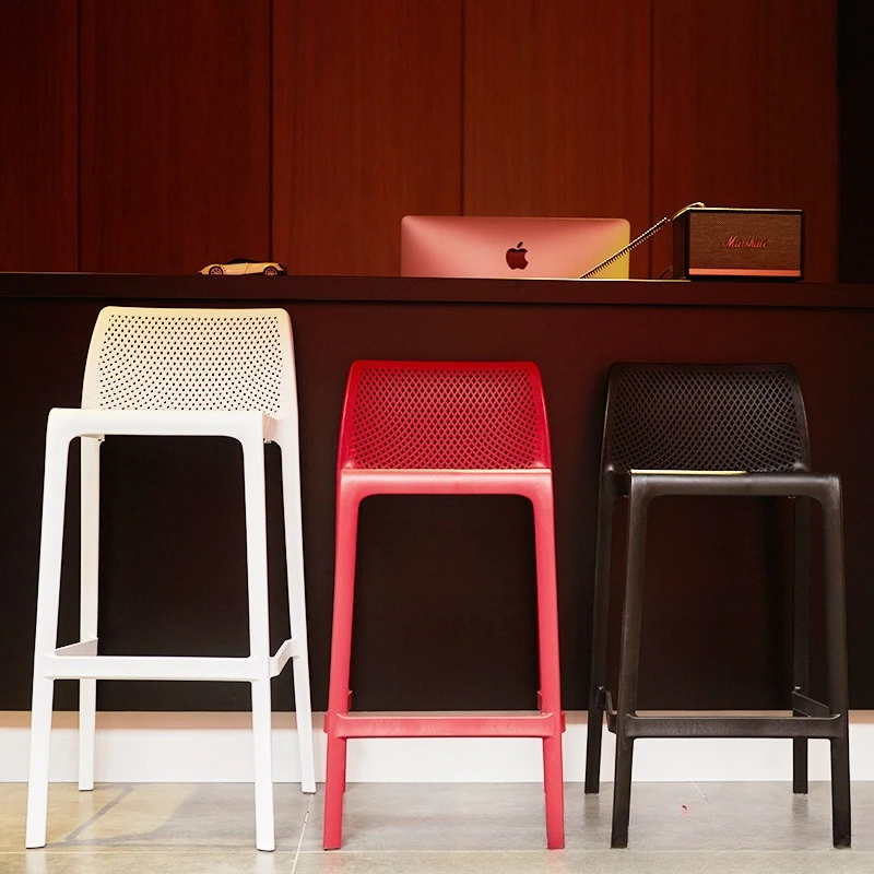 Modern Plastic Counter Height Chairs Nordic Designer Kitchen Island Seat Cafe Commercial Bar Stools Home Stackable Dining Stool