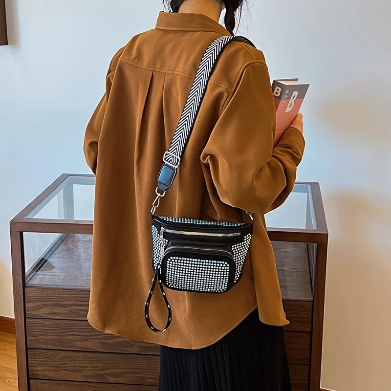 Bright Diamond Hand-held Shoulder Bag, Y2k Fashion Retro Crossbody Bags, Unisex, Suitable for Commuting and Banquet Occasions